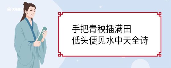 手把青秧插满田低头便见水中天全诗 插秧诗作者