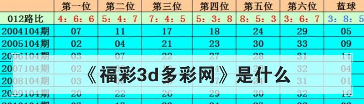 《福彩3d多彩网》是什么