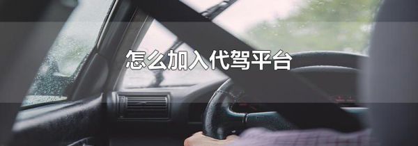 怎么加入代驾平台