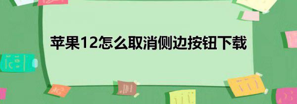 苹果12怎么取消侧边按钮下载