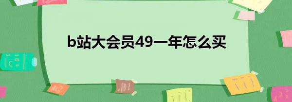 b站大会员49一年怎么买