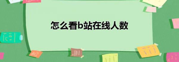怎么看b站在线人数