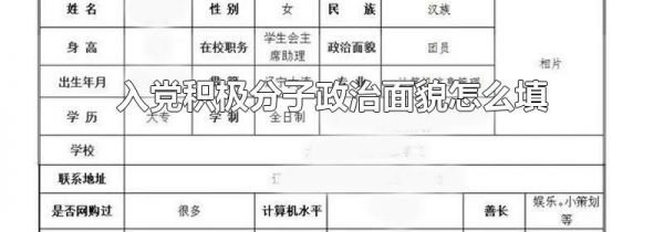 入党积极分子政治面貌怎么填