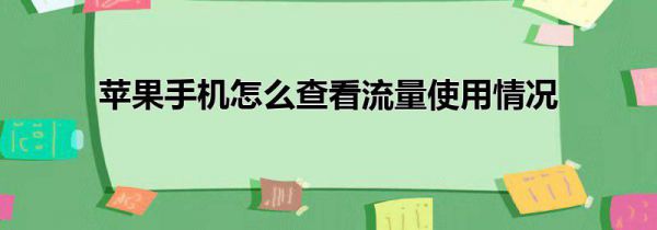 苹果手机怎么查看流量使用情况