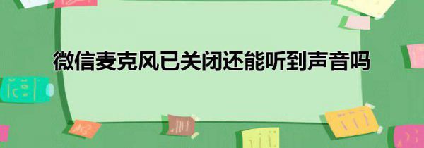 微信麦克风已关闭还能听到声音吗