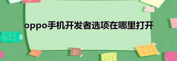 oppo手机开发者选项在哪里打开