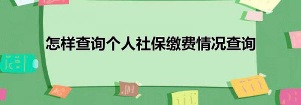 怎样查询个人社保缴费情况查询