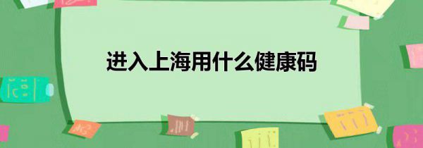 进入上海用什么健康码