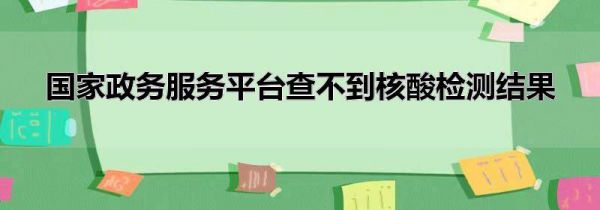 国家政务服务平台查不到核酸检测结果