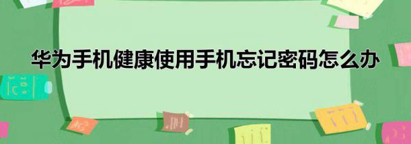 华为手机健康使用手机忘记密码怎么办