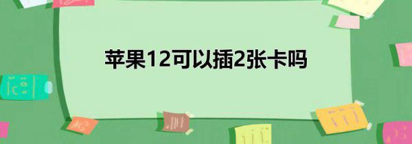 苹果12可以插2张卡吗