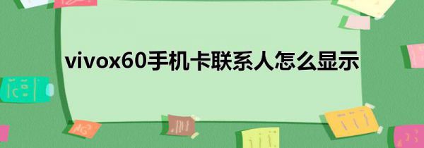vivox60手机卡联系人怎么显示