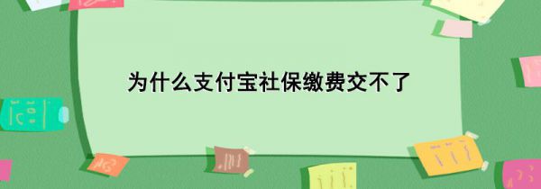 为什么支付宝社保缴费交不了