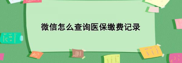微信怎么查询医保缴费记录