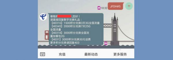 电信积分兑换话费发什么短信