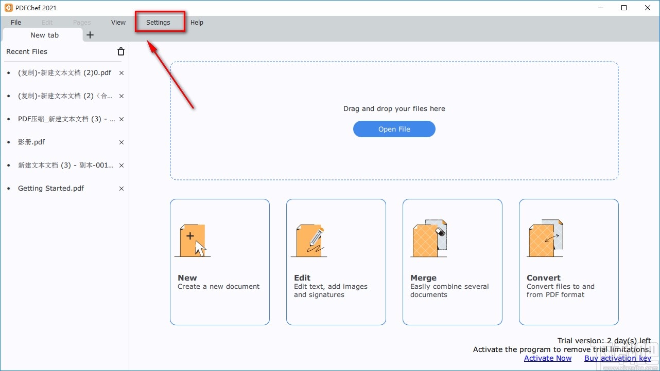 Movavi PDFChef设置中文的方法