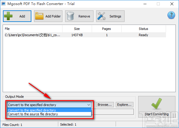 Mgosoft PDF To Flash Converter将PDF文件转为Flash文件的方法