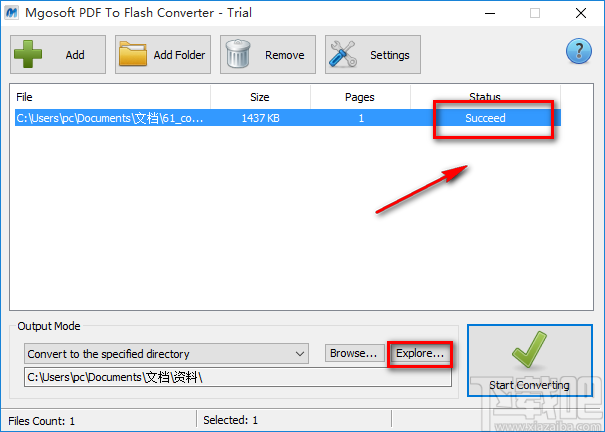 Mgosoft PDF To Flash Converter将PDF文件转为Flash文件的方法