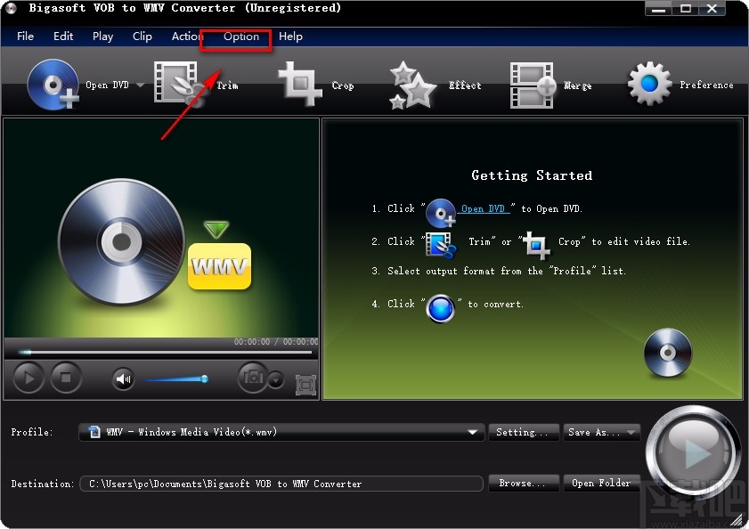 Bigasoft VOB to WMV Converter设置中文的方法