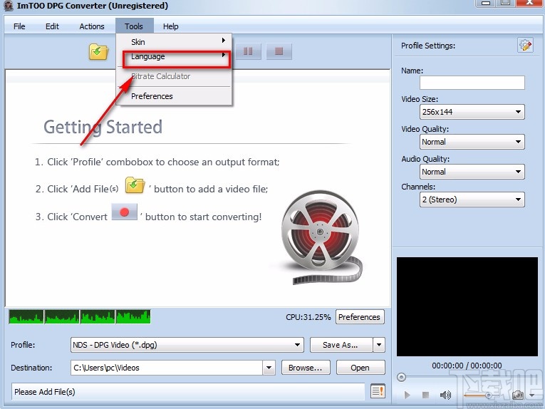 ImTOO DPG Converter设置中文的方法