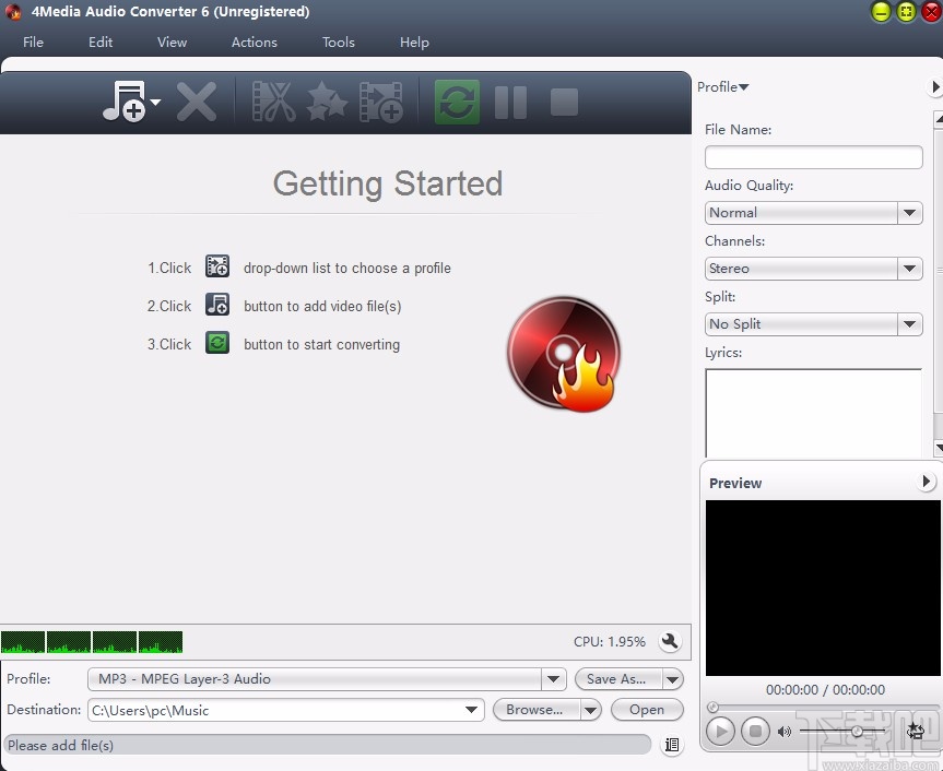 4Media Audio Converter设置中文的方法