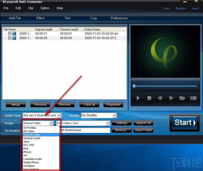 4Easysoft XviD Converter转换视频格式的方法