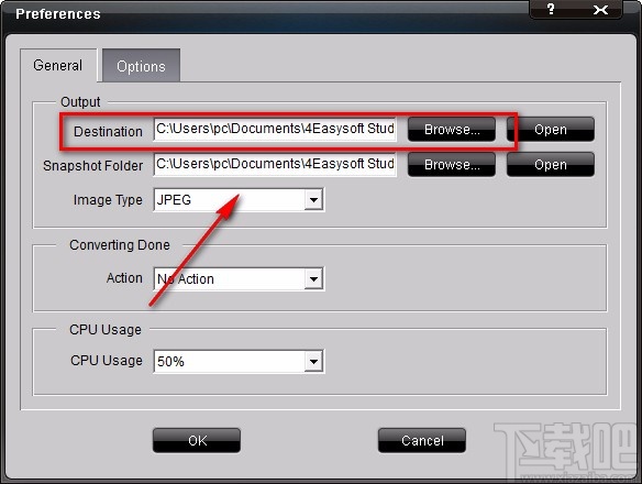 4Easysoft XviD Converter设置默认保存路径的方法