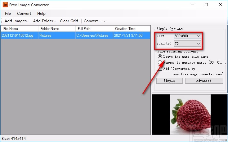 Free Image Converter调整图片大小的方法