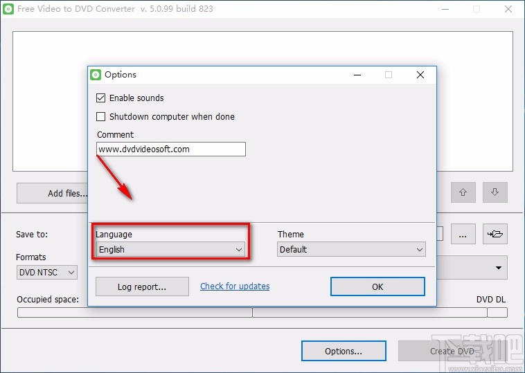 Free Video to DVD Converter设置中文的方法