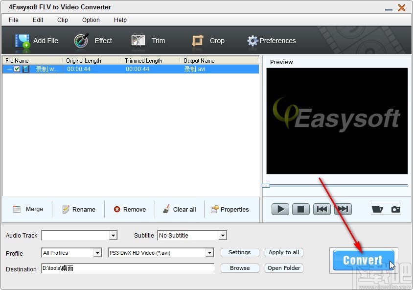 4Easysoft FLV to Video Converter裁剪视频尺寸的方法