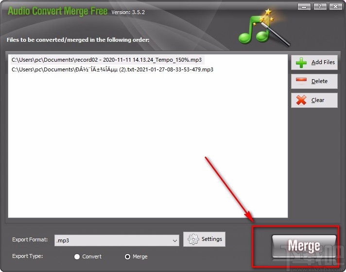 Audio Convert Merge Free合并音频的方法步骤
