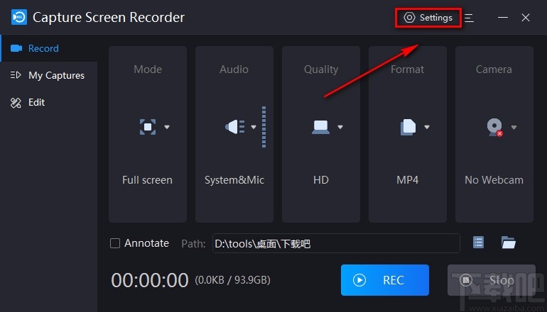 Capture Screen Recorder设置中文的方法