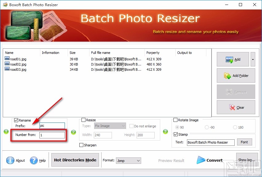 Boxoft Batch Photo Resizer批量修改图片名称的方法