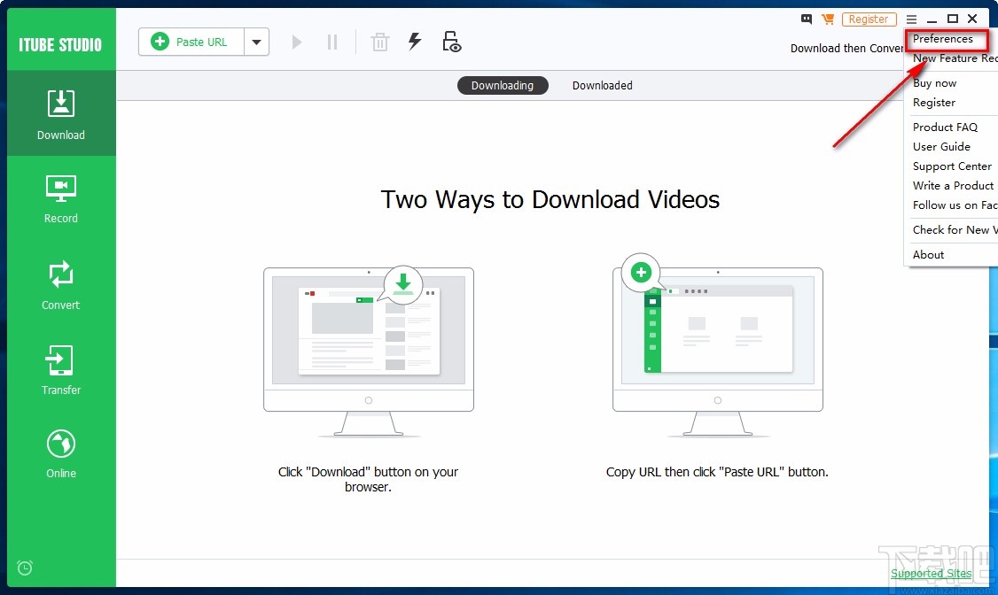 iSkysoft iTube Studio设置下载保存位置的方法