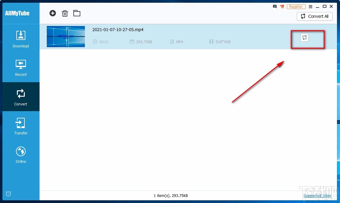 Wondershare AllMyTube转换视频格式的方法
