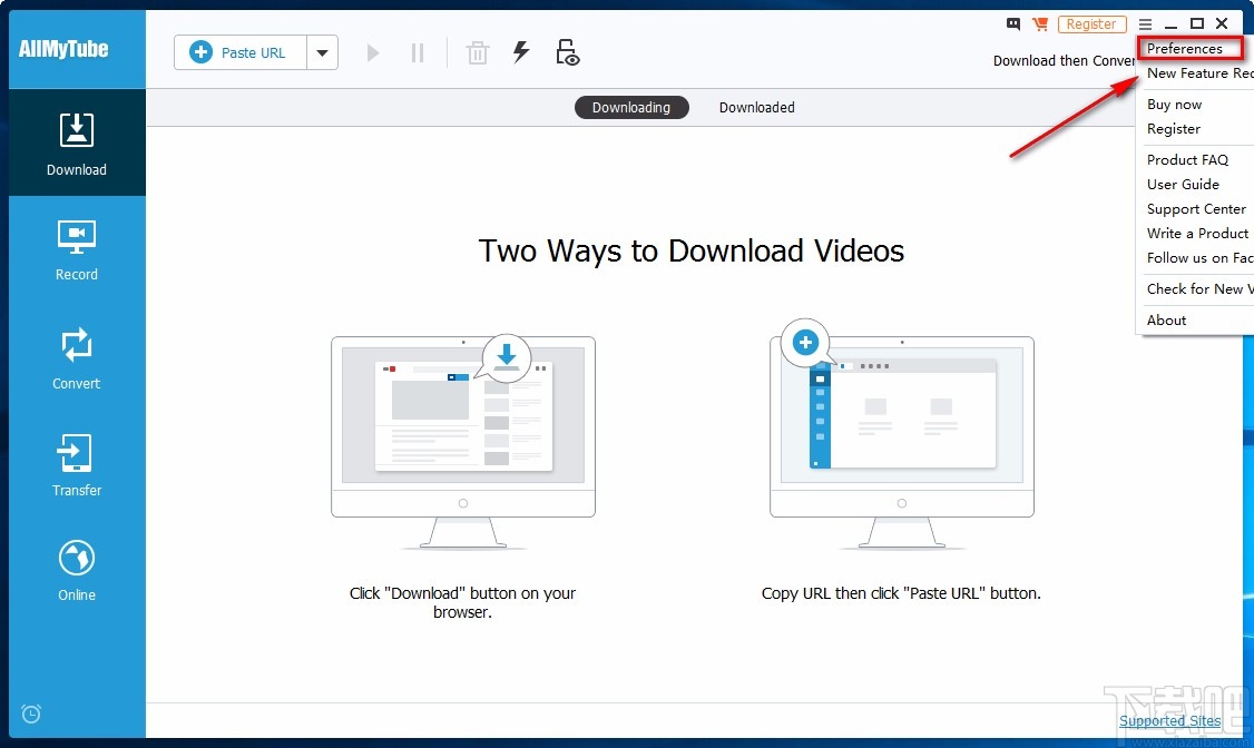 Wondershare AllMyTube设置视频默认下载保存位置的方法