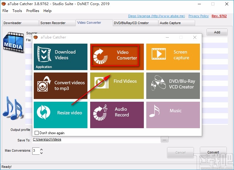 aTube Catcher转换视频格式的方法