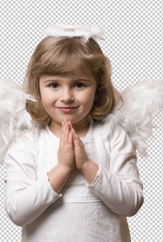 PS抠出带羽毛翅膀的小女孩