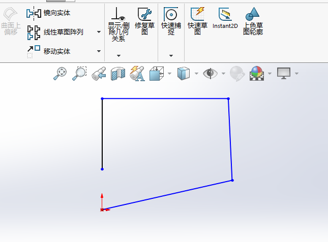 SOLIDWROKS怎么斜线变成水平线