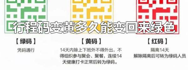 行程码变黄多久能变回来绿色 行程码变回绿色要7天