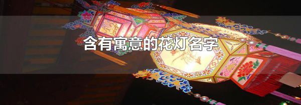 含有寓意的花灯名字