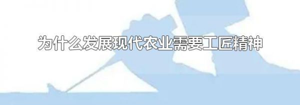 为什么发展现代农业需要工匠精神