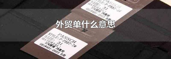 外贸单什么意思