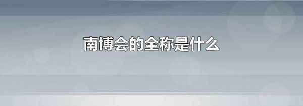 南博会的全称是什么