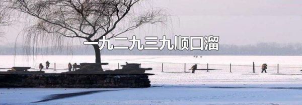 一九二九三九顺口溜