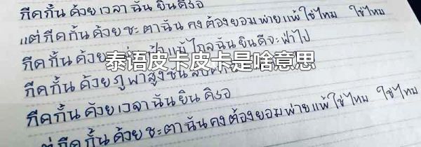 泰语皮卡皮卡是啥意思