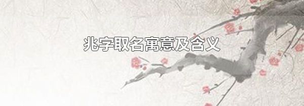 兆字取名寓意及含义