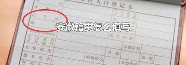 安徽籍贯怎么填写
