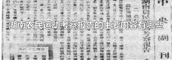 湖南农民运动考察报告的主要内容有哪些