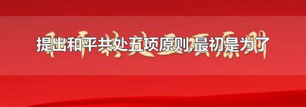 提出和平共处五项原则,最初是为了
